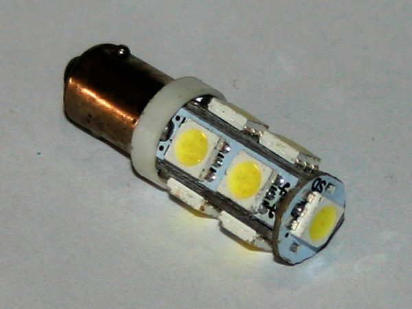 Светодиодная лампа белого света, 9 LED, BA9S, DC 12V, LW-00029W