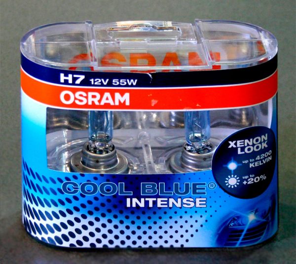 Галогенные лампы OSRAM Cool Blue INTENCE H7, DC 12V, 55W, 2 шт