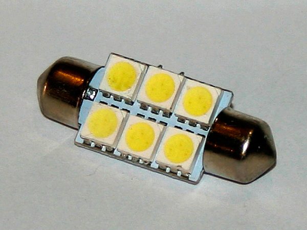 Софитная светодиодная лампа белого света, 6 LED, DC 12V, SV 0140