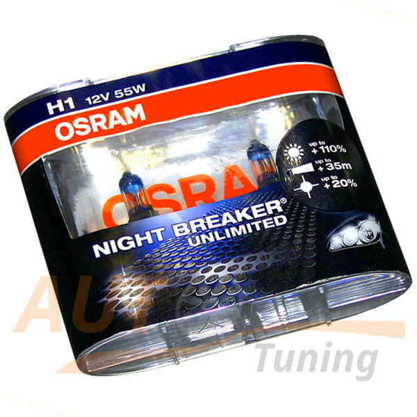 Галогенные лампы OSRAM Night Breaker Unlimited, Н1, DC 12V, 55W, 2 шт, +110% яркости