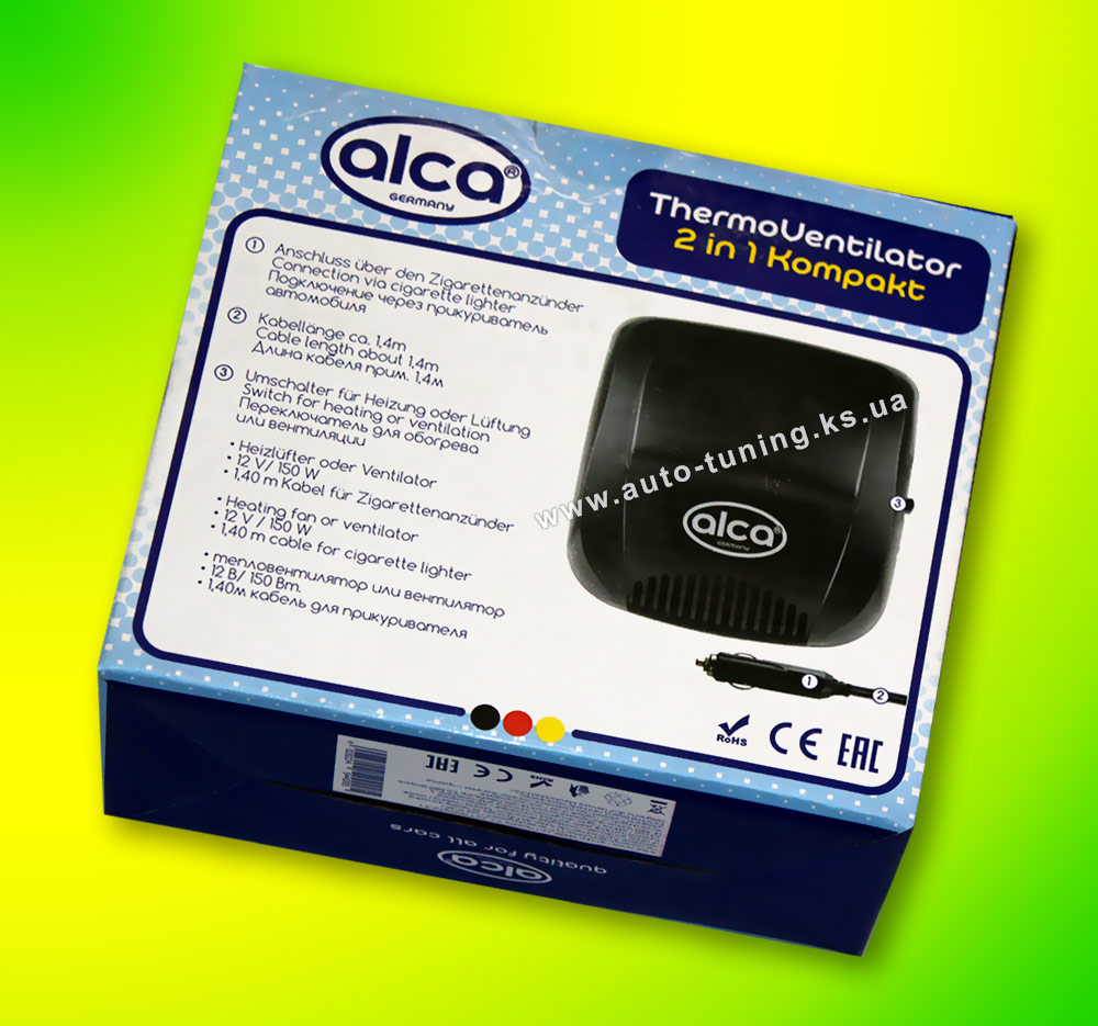 Тепловентилятор ALCA, керамический обогреватель 2в1, DC 12V