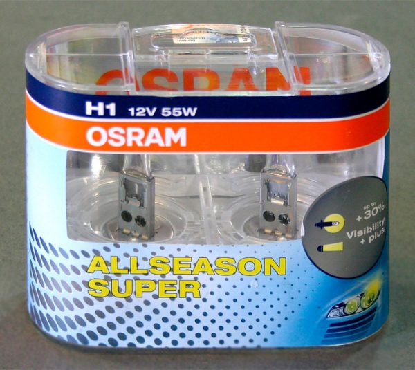 Галогенные лампы OSRAM Night ALLseason SUPER, H1, DC 12V, 55W, 2 шт