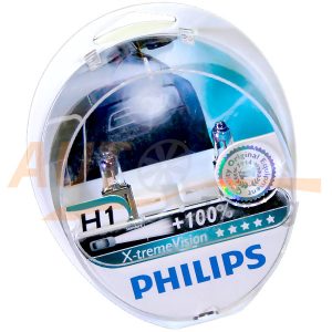 Галогенные лампы PHILIPS X-treme VISION Н1, DC 12V, 55W, 2 шт, +100% яркости
