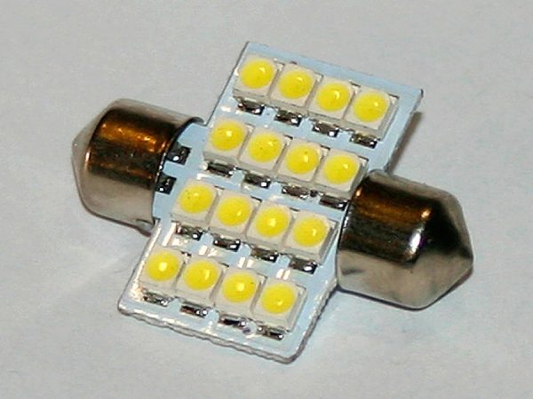Софитная светодиодная лампа белого света, 16 LED, DC 12V, SV 0136