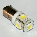 Светодиодная лампа белого света, 5 LED, BA9S, DC 12V, LW-00025W