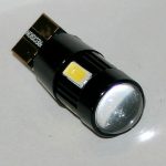 Безцокольная LED лампа белого света с линзой и резистором для БК, DC 12V, LW-0005BL
